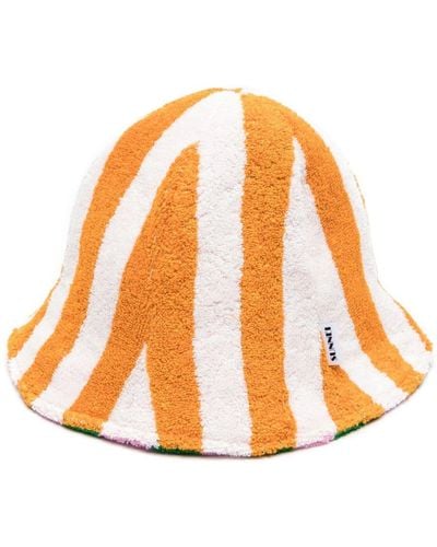 Sunnei Striped Reversible Terry-cloth Sun Hat - Orange