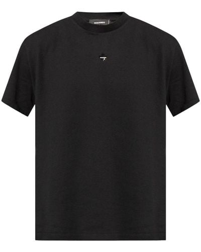 DSquared² Logo-appliquéd Cotton T-shirt - Black