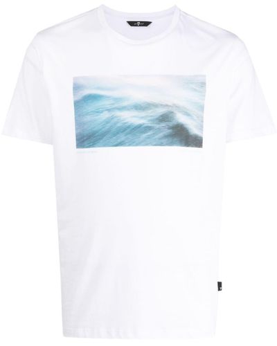 7 For All Mankind T-Shirt mit grafischem Print - Blau