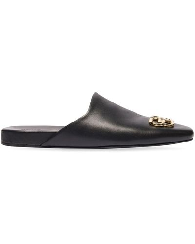 Balenciaga Cozy Bb Logo Plaque Mules - Black