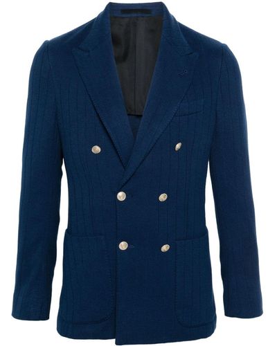 Eleventy Textured Double-breasted Blazer - Blue