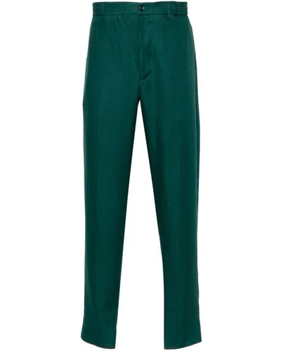 Tagliatore Pressed-crease Linen Tapered Trousers - Green