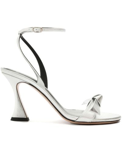Alexandre Birman Clarita Bell 85mm Metallic Leather Sandals - White