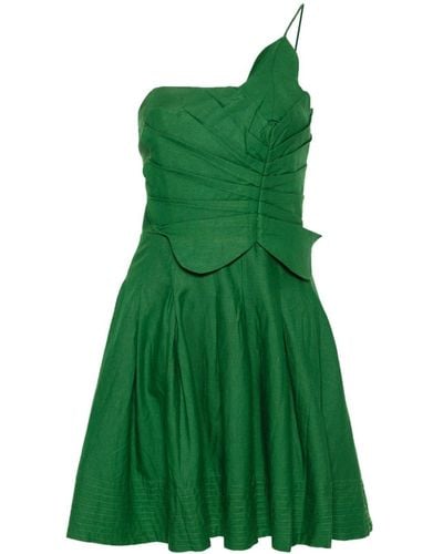 FARM Rio Lea one-shoulder pleated mini dress - Verde