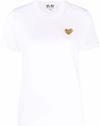COMME DES GARÇONS PLAY Camiseta con corazones bordados - Blanco