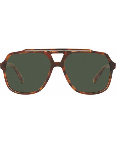 Dolce & Gabbana Tortoise Pilot-frame Sunglasses - Green