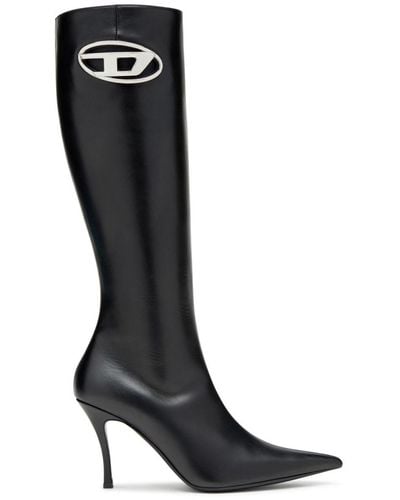 DIESEL D-venus Knee-high Leather Boots - Black