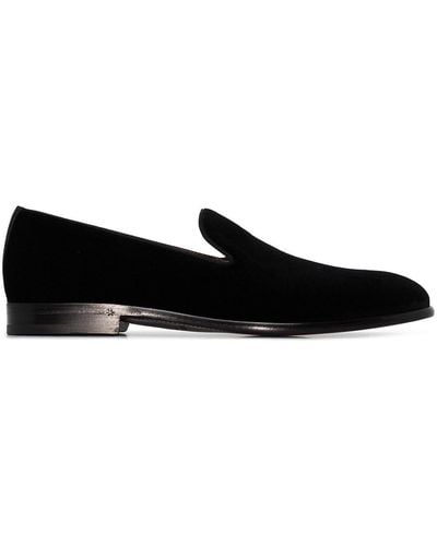 Dolce & Gabbana Leonardo Velvet Slippers - Black