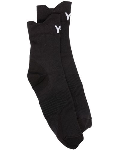 Y-3 Logo-intarsia Ribbed Socks - Black