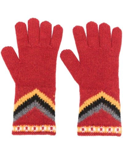 Alanui Antartic Circle Wool Gloves - Red