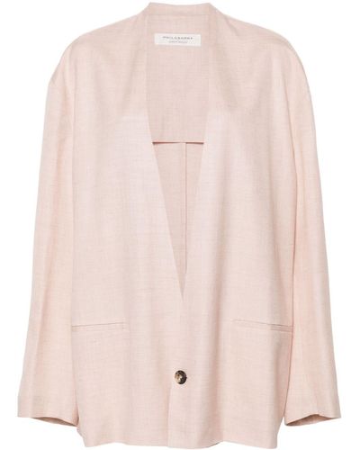 Philosophy Di Lorenzo Serafini Single-Breasted Viscose And Linen Blazer With Pockets - Pink