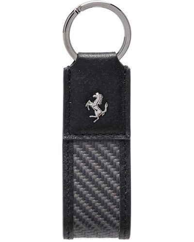 Ferrari Logo-plaque Detail Key Ring - Black