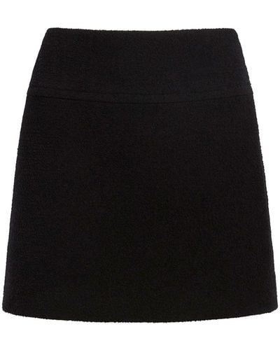 Another Tomorrow Bouclé Wool Miniskirt - Black