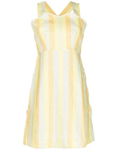 Oroton Striped Apron Dress - Yellow
