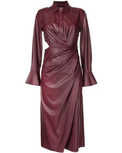 Jonathan Simkhai Ruched Faux Leather Maxi Dress - Red