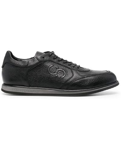 Casadei Debossed-logo Low-top Sneakers - Black