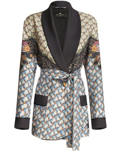 Etro Blazer Met Gestrikte Taille - Zwart