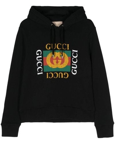 Gucci グッチ ロゴ コットン スウェットシャツ, ブラック, ウェア