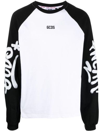 Gcds Graffiti-logo Long-sleeve T-shirt - Black