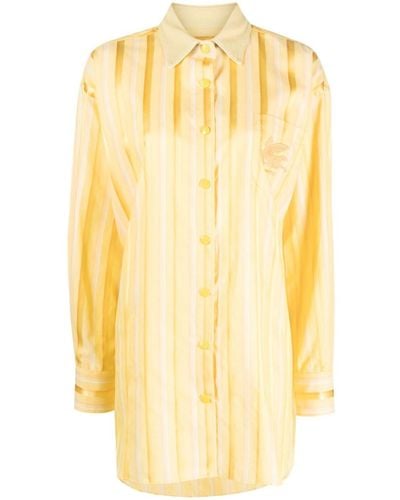 Etro Robe-chemise à rayures - Jaune