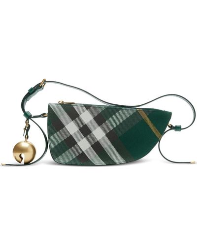 Burberry Shield Geruite Crossbodytas - Groen