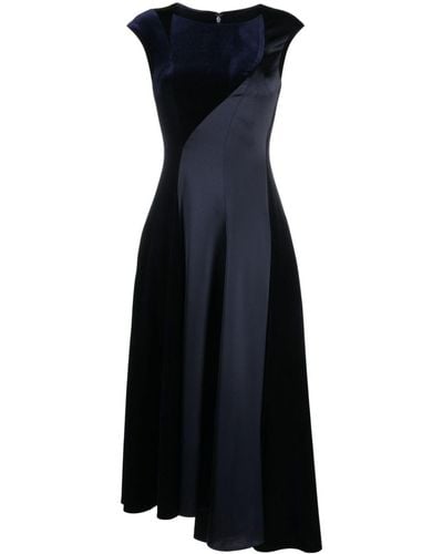 Talbot Runhof Paneled Velvet Maxi Dress - Blue