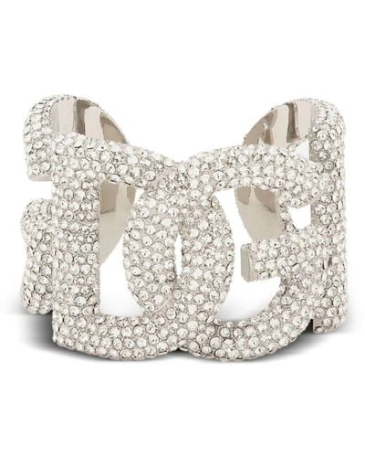 Dolce & Gabbana Embellished Dg Millennials Logo Cuff Bracelet - Metallic