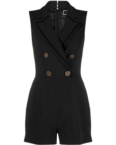 Elisabetta Franchi Embroidered Double-breasted Playsuit - Black