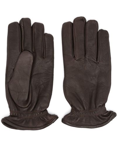 Orciani Elasticated-panel Leather Gloves - Black