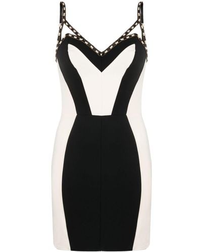 Elisabetta Franchi Bead-embellished Two-tone Minidress - Black