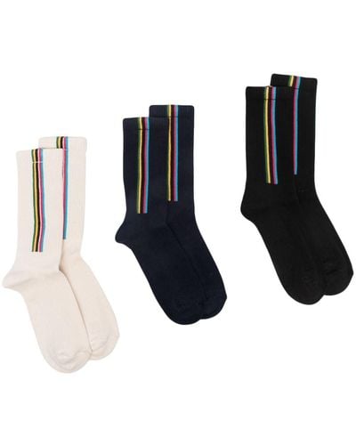 PS by Paul Smith Pack de tres pares de calcetines con detalle de rayas - Negro