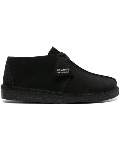 Clarks Panelled Suede Derby Shoes - Black