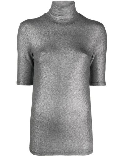 Majestic Filatures Roll-neck Short-sleeved T-shirt - Gray