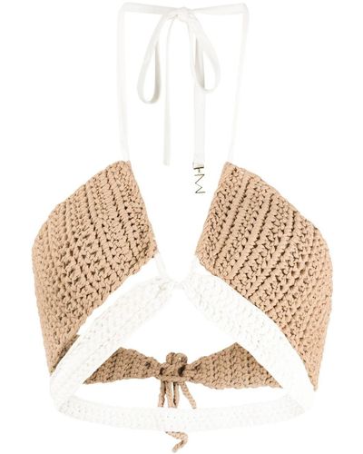 The Mannei Terri Knitted Halterneck Bikini Top - Natural
