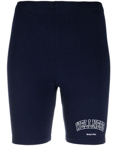 Sporty & Rich Logo-print High-waisted Shorts - Blue