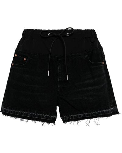 Sacai Drawstring-waist Denim Shorts - Black