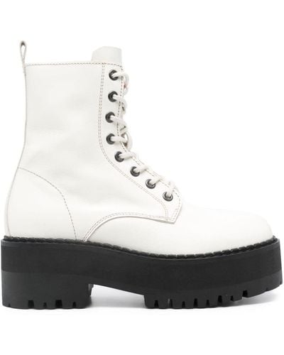 Tommy Hilfiger 60mm Zip-up Leather Ankle Boots - White