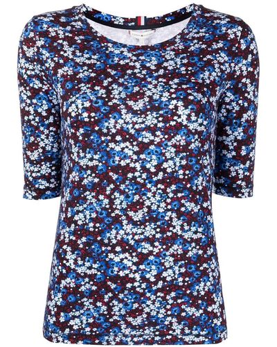 Tommy Hilfiger Hemd mit Blumen-Print - Blau