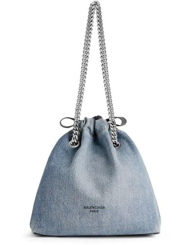 Balenciaga Small Crush Denim Tote Bag - Blue