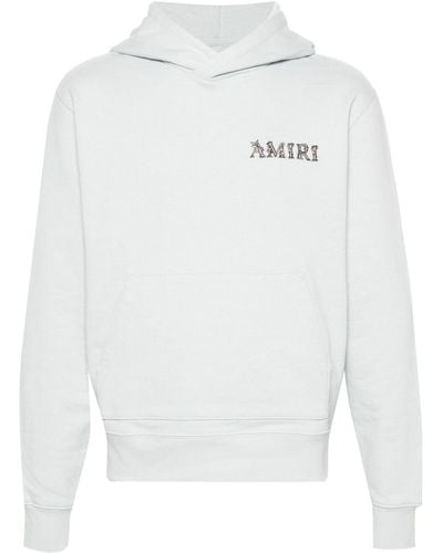 Amiri Logo-embroidered Cotton Hoodie - White