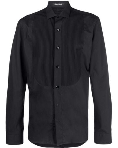 Philipp Plein Black Tie Cotton Shirt - Blue