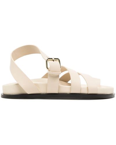 A.Emery Lyon Buckle Leather Sandals - White