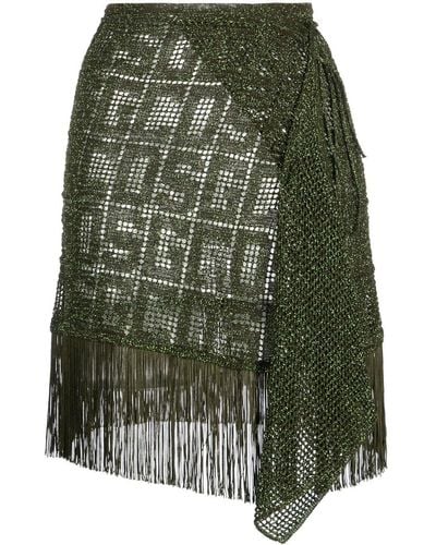 Gcds Fringe-detail Macramé Skirt - Green