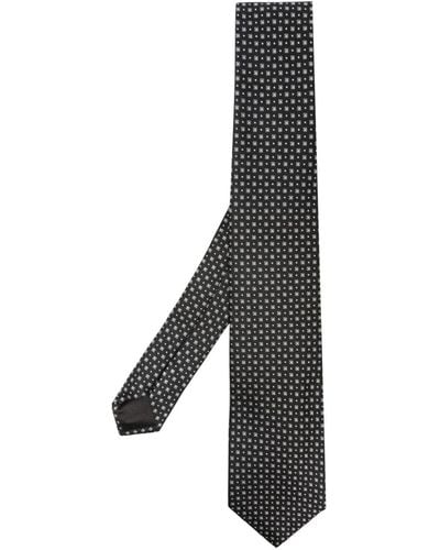 Giorgio Armani Patterned-jacquard Silk Tie - Black