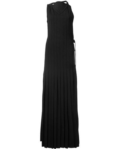 Vera Wang Pleated Plastron Gown - Black