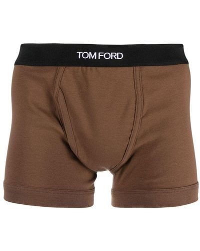 Tom Ford Boxer à bande logo - Marron