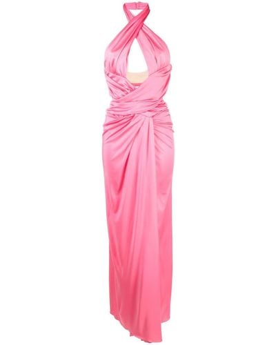 Moschino Draped Halterneck Maxi Dress - Pink