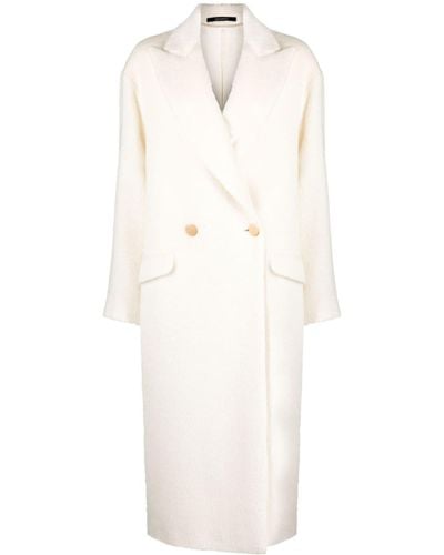 Tagliatore Brushed Double-breasted Coat - White