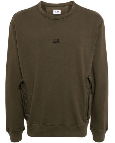 C.P. Company Logo-embroidered fleece-texture sweatshirt - Grün