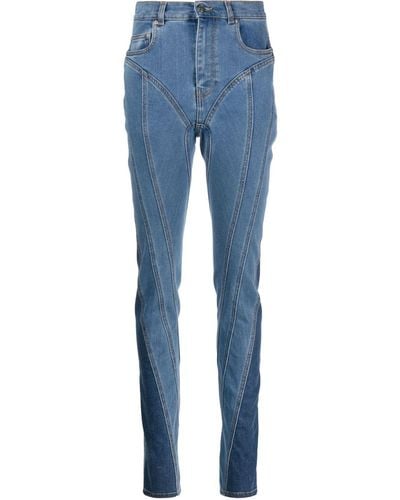 Mugler Spiral High-waisted Skinny Jeans - Blue